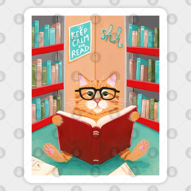 The Library Cat Magnet by KilkennyCat Art